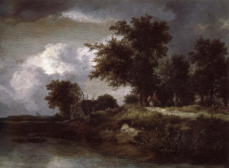 Jacob van Ruisdael Wooded river bank France oil painting art